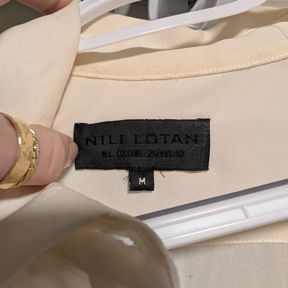 Nili Lotan Cream and Black Button Down Shirt - Picture 5 of 6
